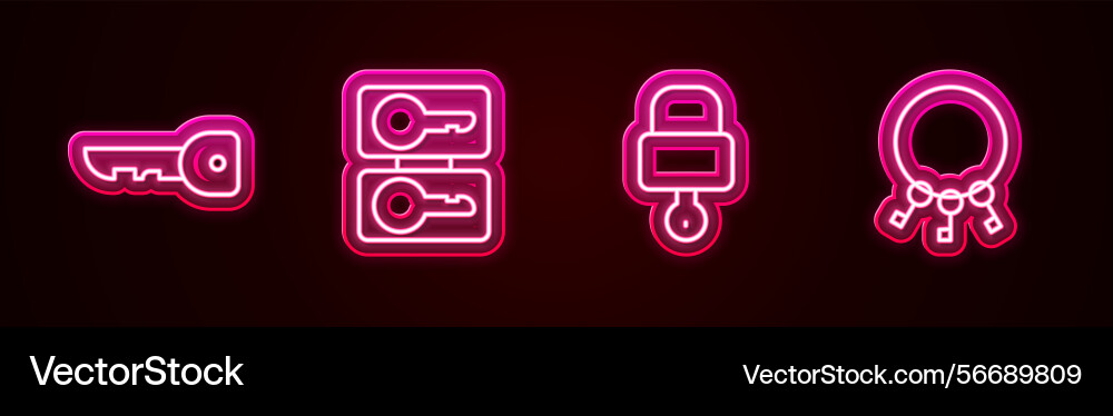 Set line key casting keys lock and bunch Vector Image