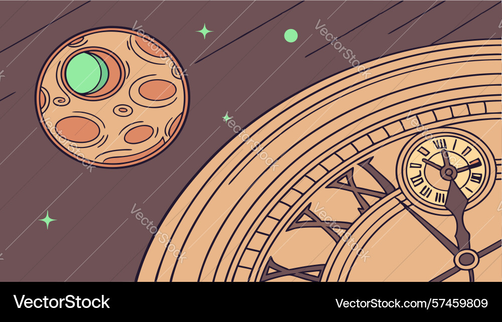 Time gears cosmic clockwork with planets design Vector Image