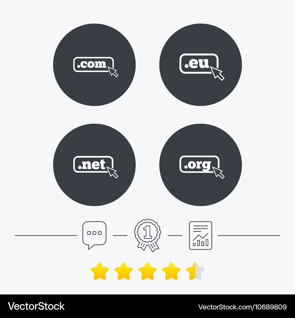 Top-level domains signs com eu net and org Vector Image