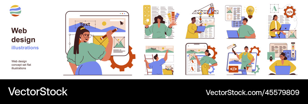 Web design concept with character situations Web design concept with character situations vector image