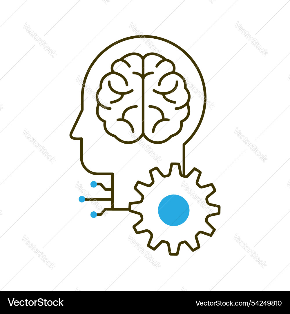 Ai-powered problem solving in human brain icon Ai-powered problem solving in human brain icon vector image