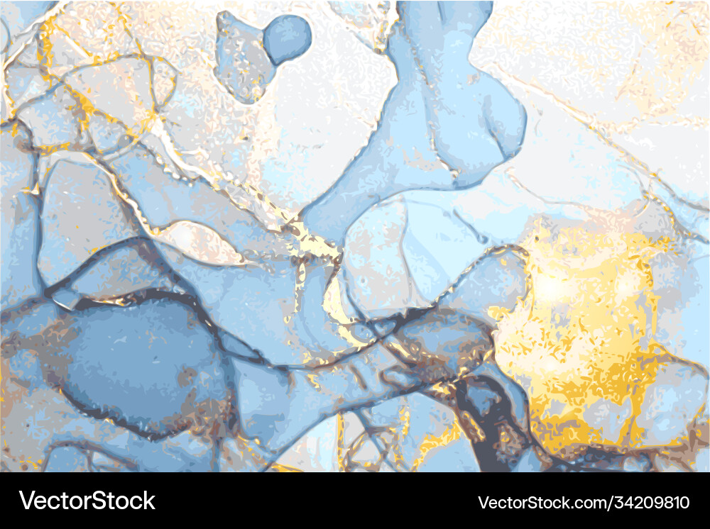 Blue and gold marble abstract background alcohol Blue and gold marble abstract background alcohol vector image