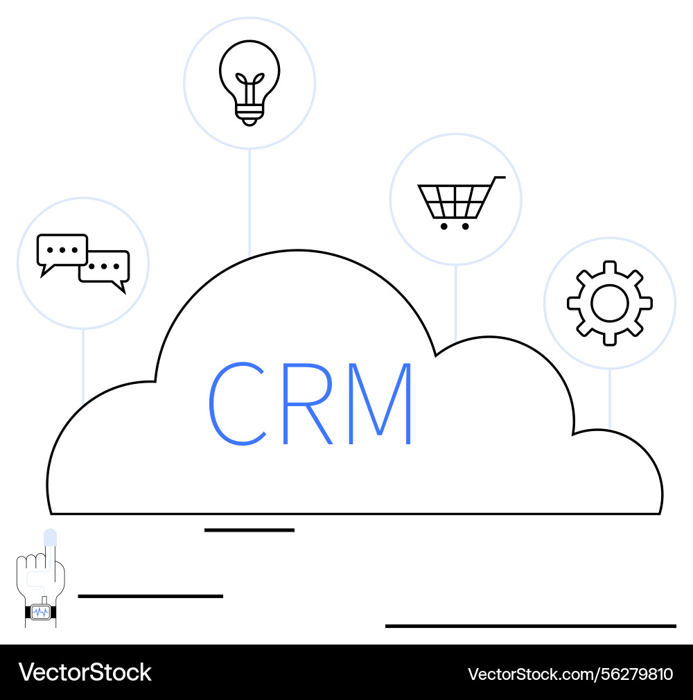 Centralized crm cloud platform integrating vector image
