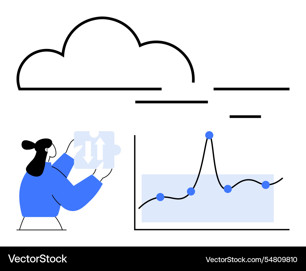 Cloud data integration and analysis puzzle Cloud data integration and analysis puzzle vector image