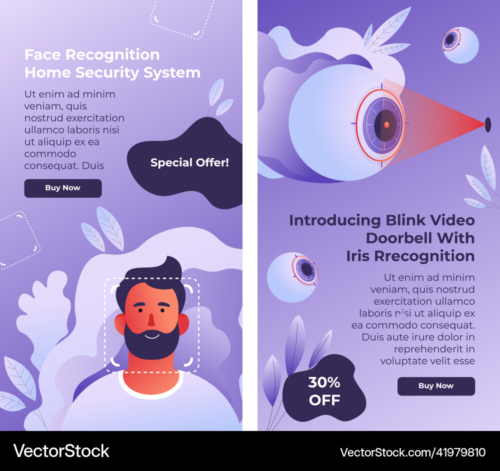 Face recognition home security system blink video Face recognition home security system blink video vector image