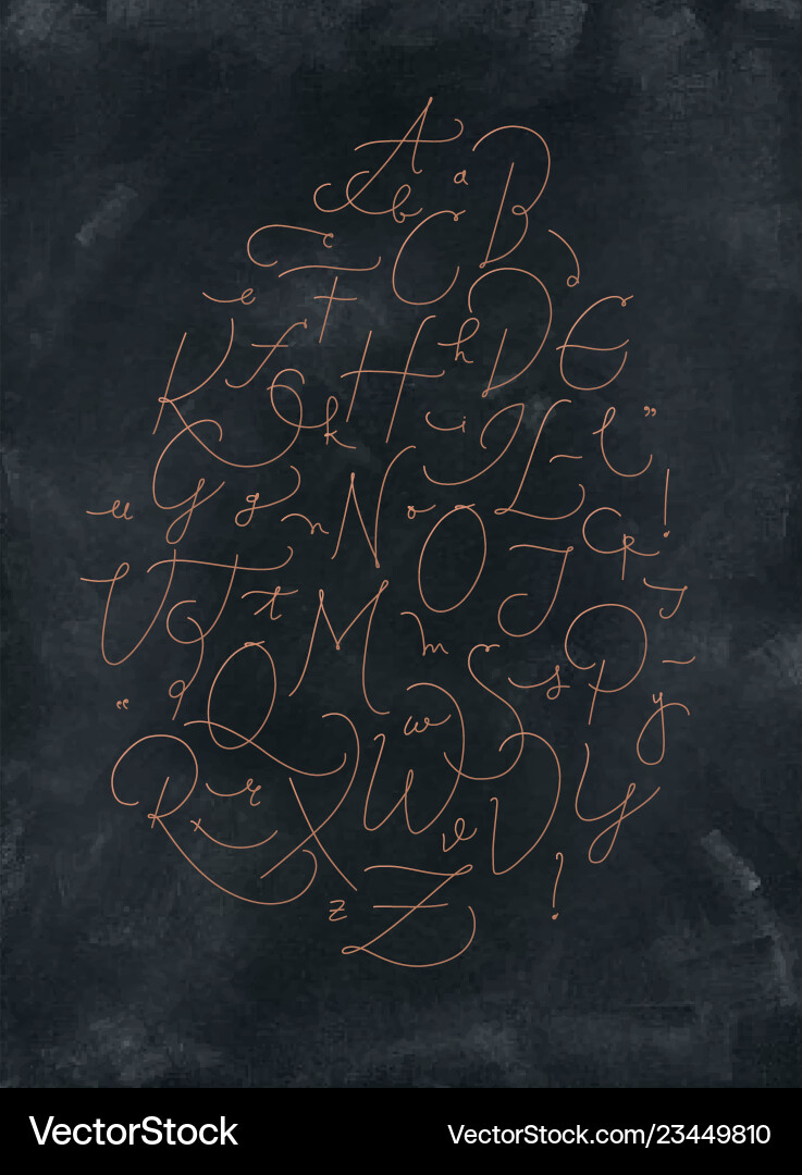 Pen line alphabet dark Pen line alphabet dark vector image