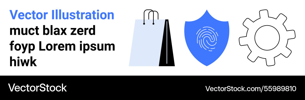 Shopping bag security shield with fingerprint Shopping bag security shield with fingerprint vector image