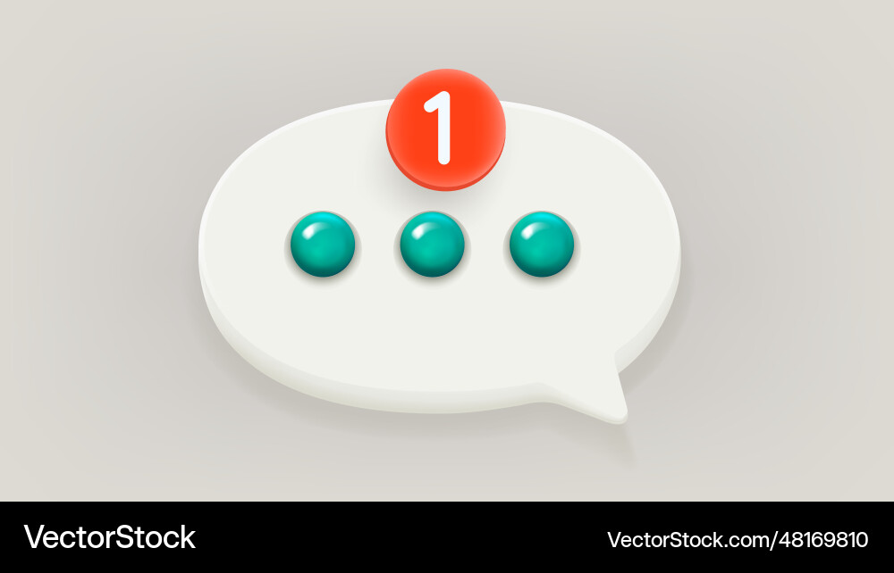 Speech bubble icon with notification pictogram 3d vector image