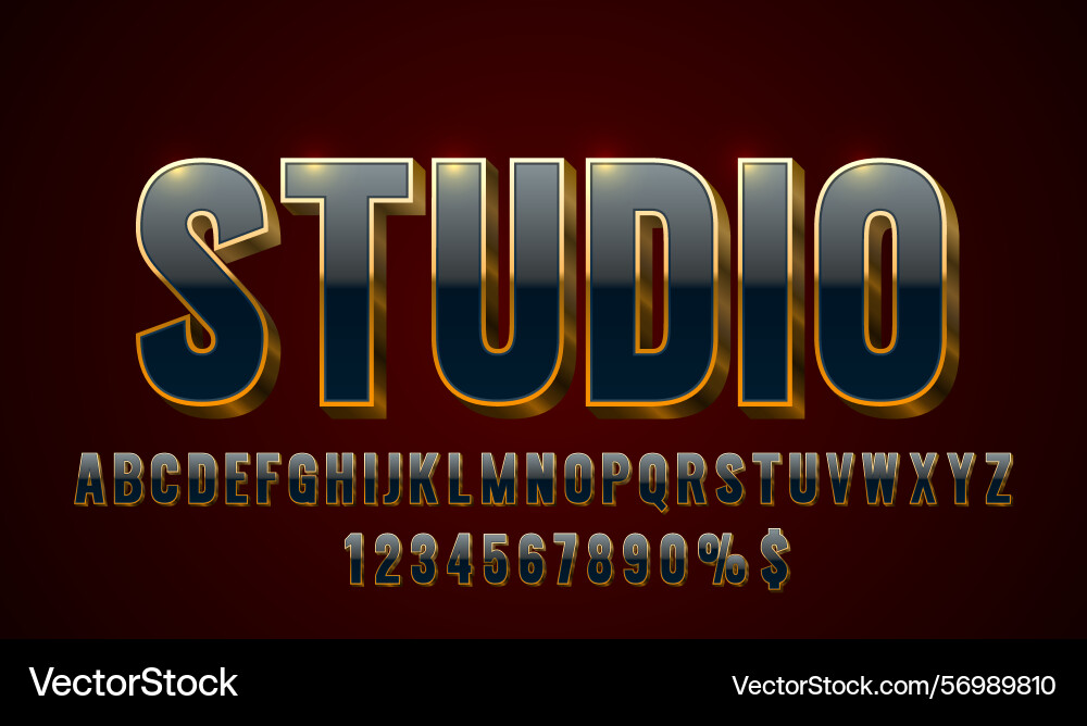 Studio font set collection letters and numbers Vector Image