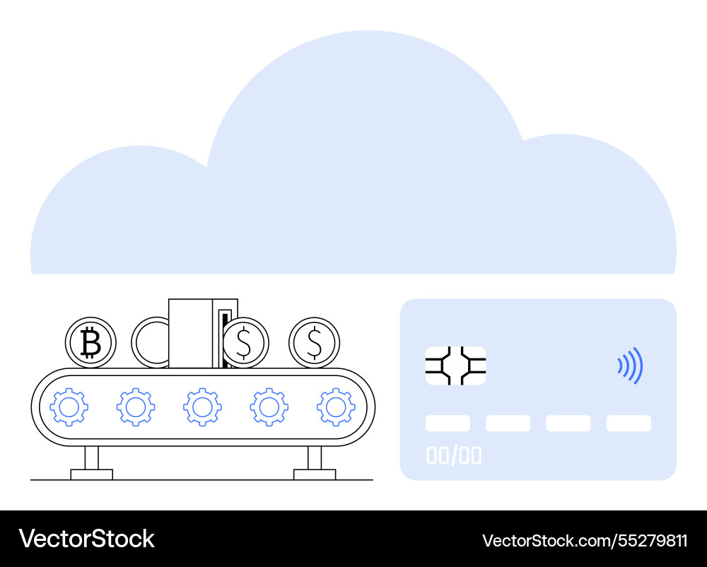 Automated financial processing with cryptocurrency Automated financial processing with cryptocurrency vector image