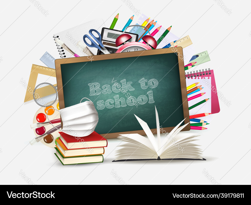 Back to school during with pandemic coronavirus Back to school during with pandemic coronavirus vector image