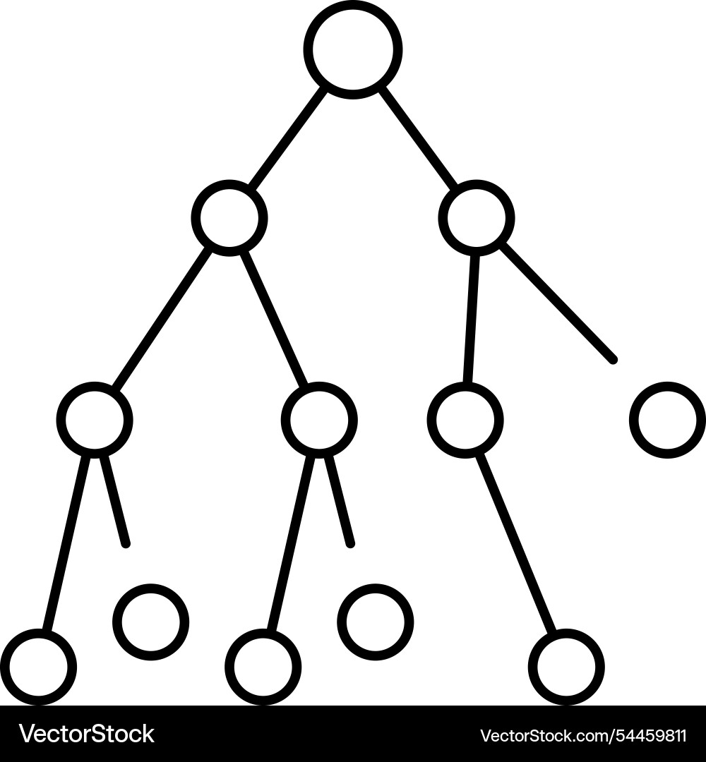Binary search algorithm line icon Binary search algorithm line icon vector image