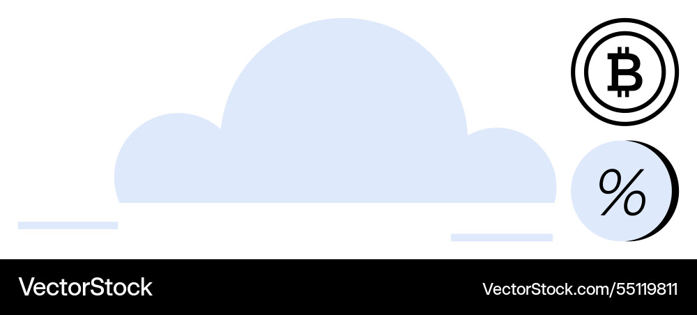 Cloud computing with bitcoin and percentage Cloud computing with bitcoin and percentage vector image