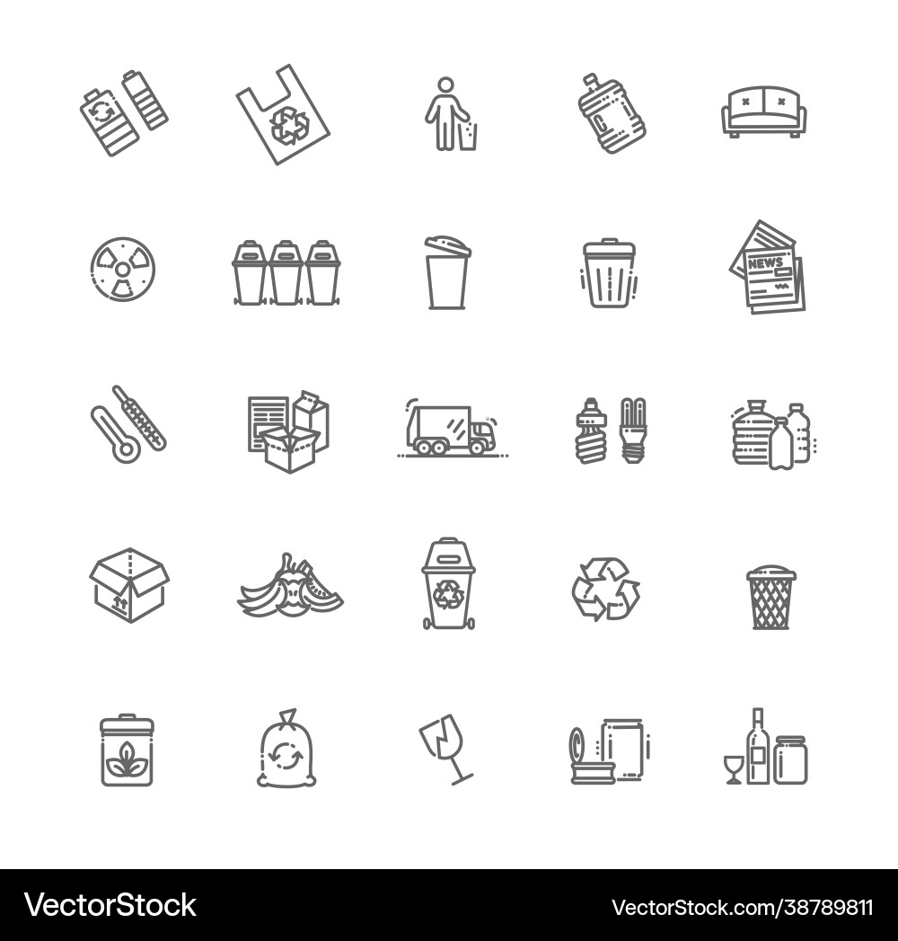 Garbage line icons set Garbage line icons set vector image