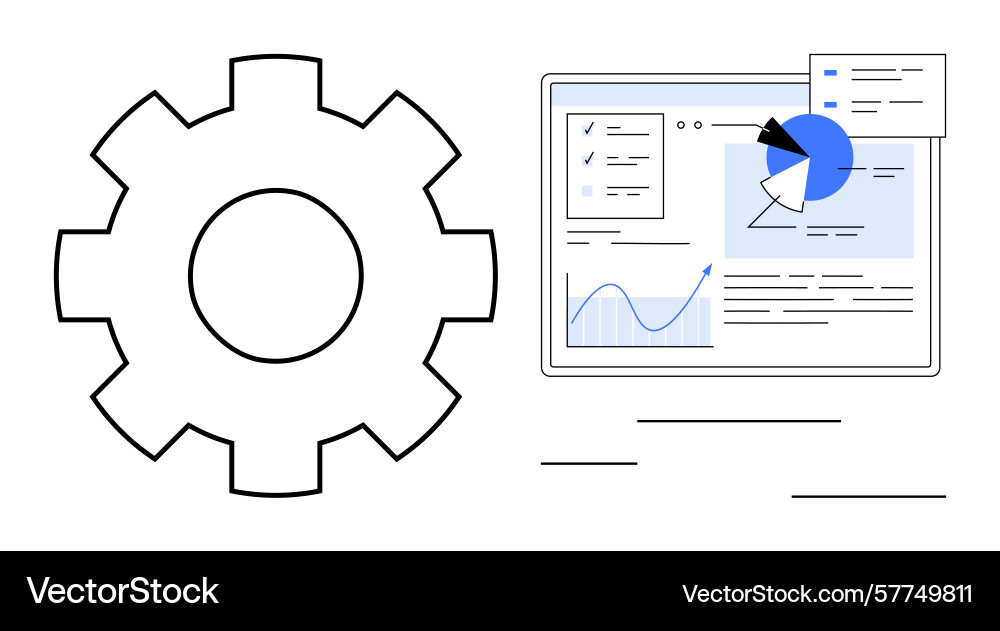 Gear and dashboard interface representing data Gear and dashboard interface representing data vector image