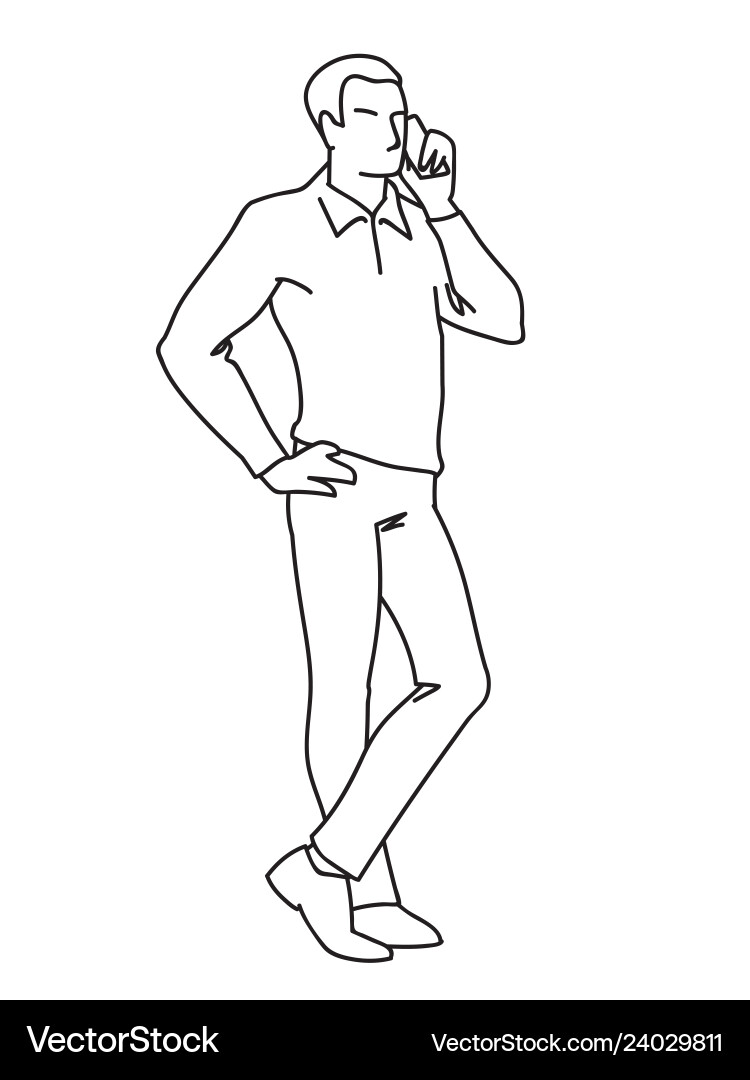 Man standing and talking on the phone front view Man standing and talking on the phone front view vector image