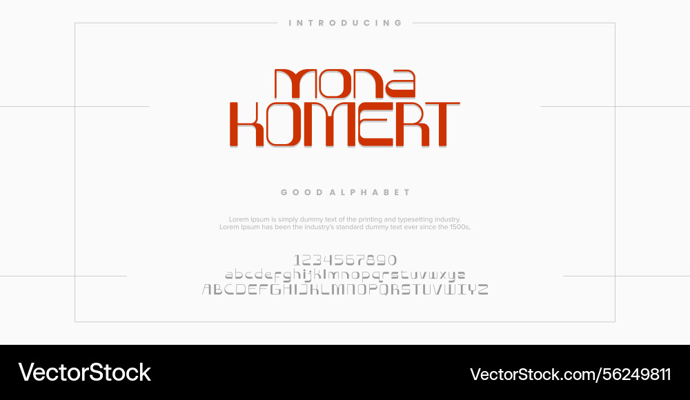 Mona komert modern abstract digital alphabet font Vector Image