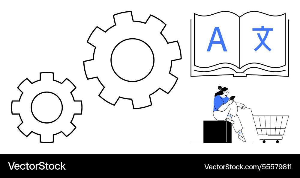 Multilingual learning and automation concept Multilingual learning and automation concept vector image