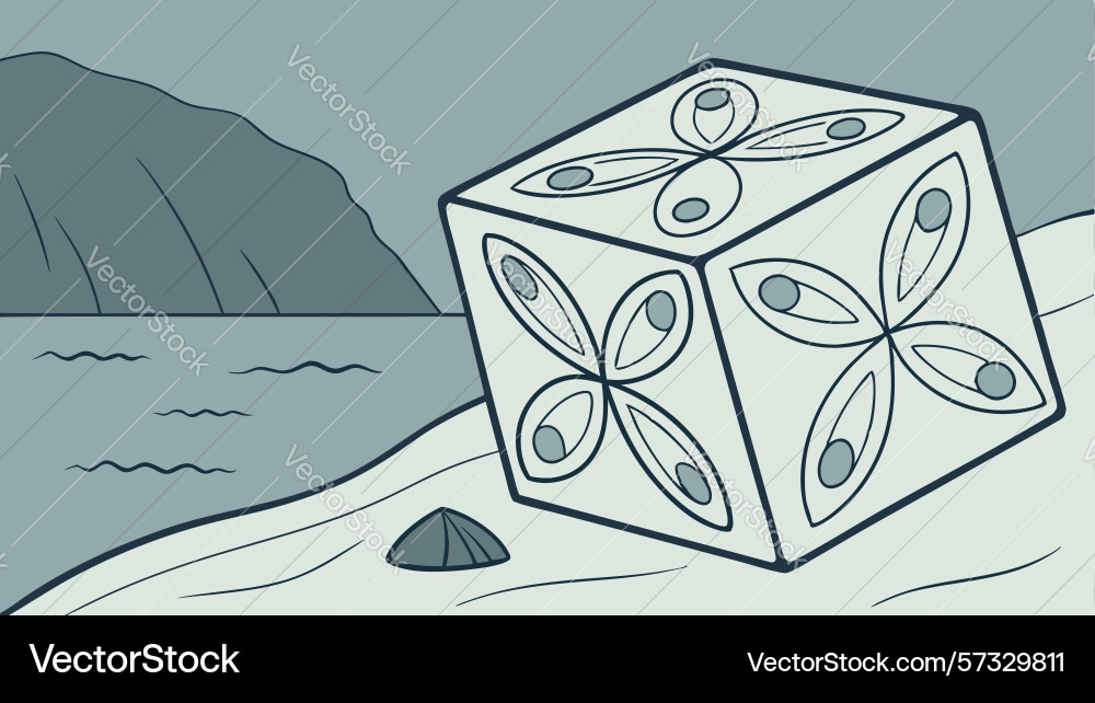 Patterned box floating in water design generative Patterned box floating in water design generative vector image