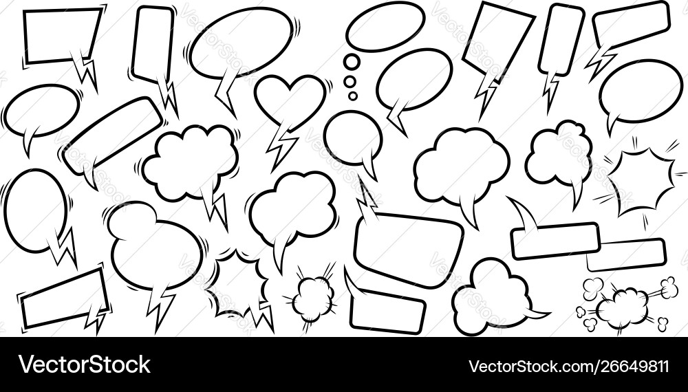 Set empty comic speech bubbles design element vector image