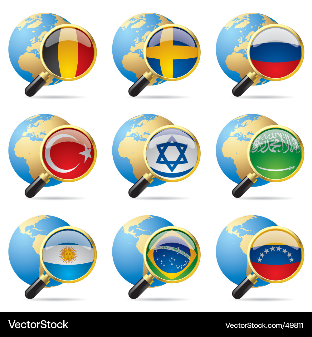 World Flag Icons Set Vector Image