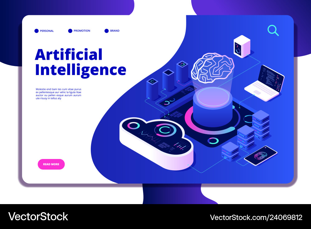 AI Neural Network Landing Page vector image