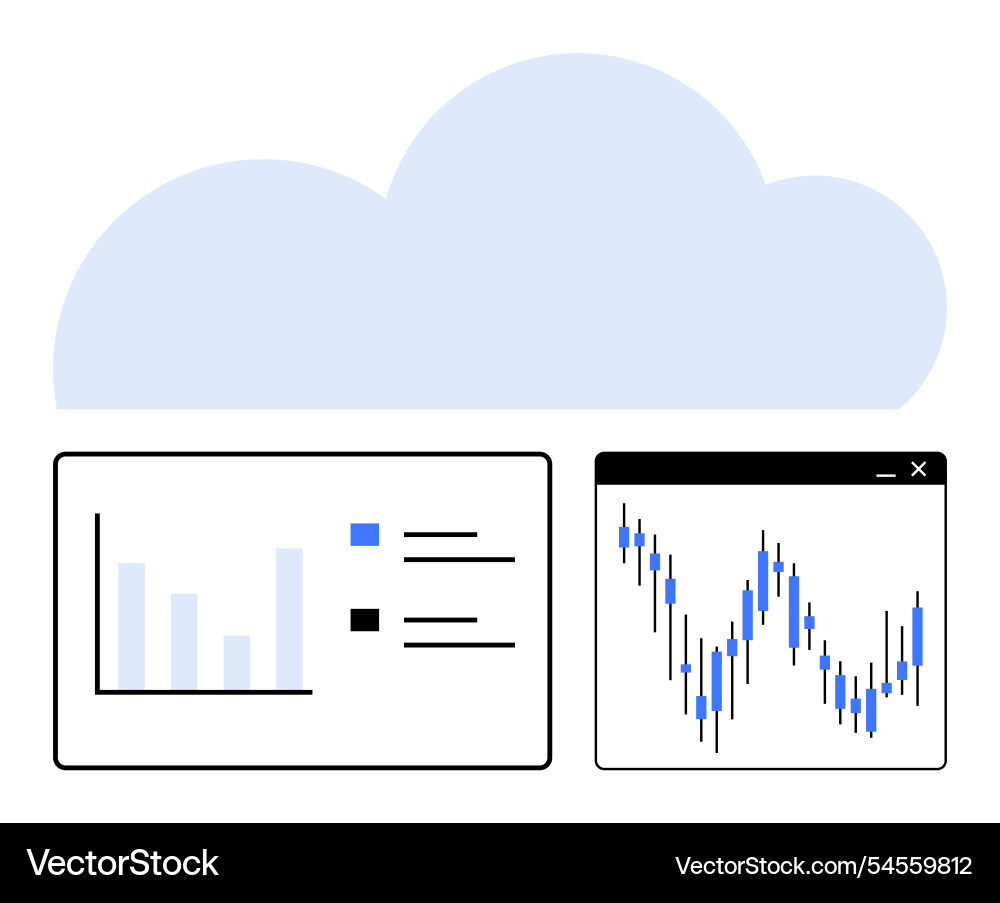 Cloud computing with data analytics charts Vector Image