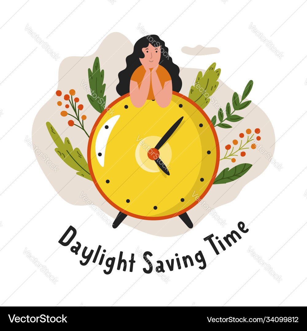 Daylight saving time abstract design with a man Daylight saving time abstract design with a man vector image