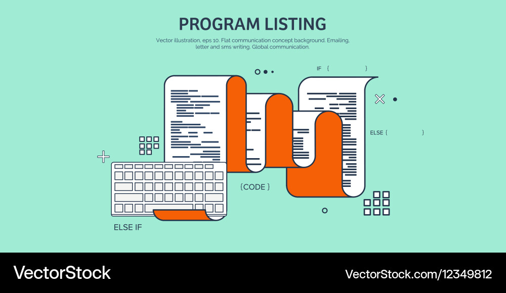 Flat background coding vector image