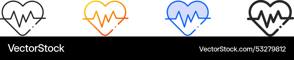 Heart rate iconthin linear gradient blue stroke Vector Image