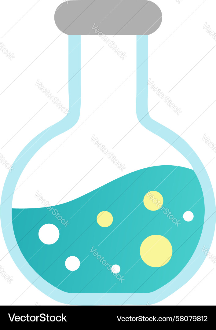 Laboratory Flask with Bubbling Liquid Vector Image