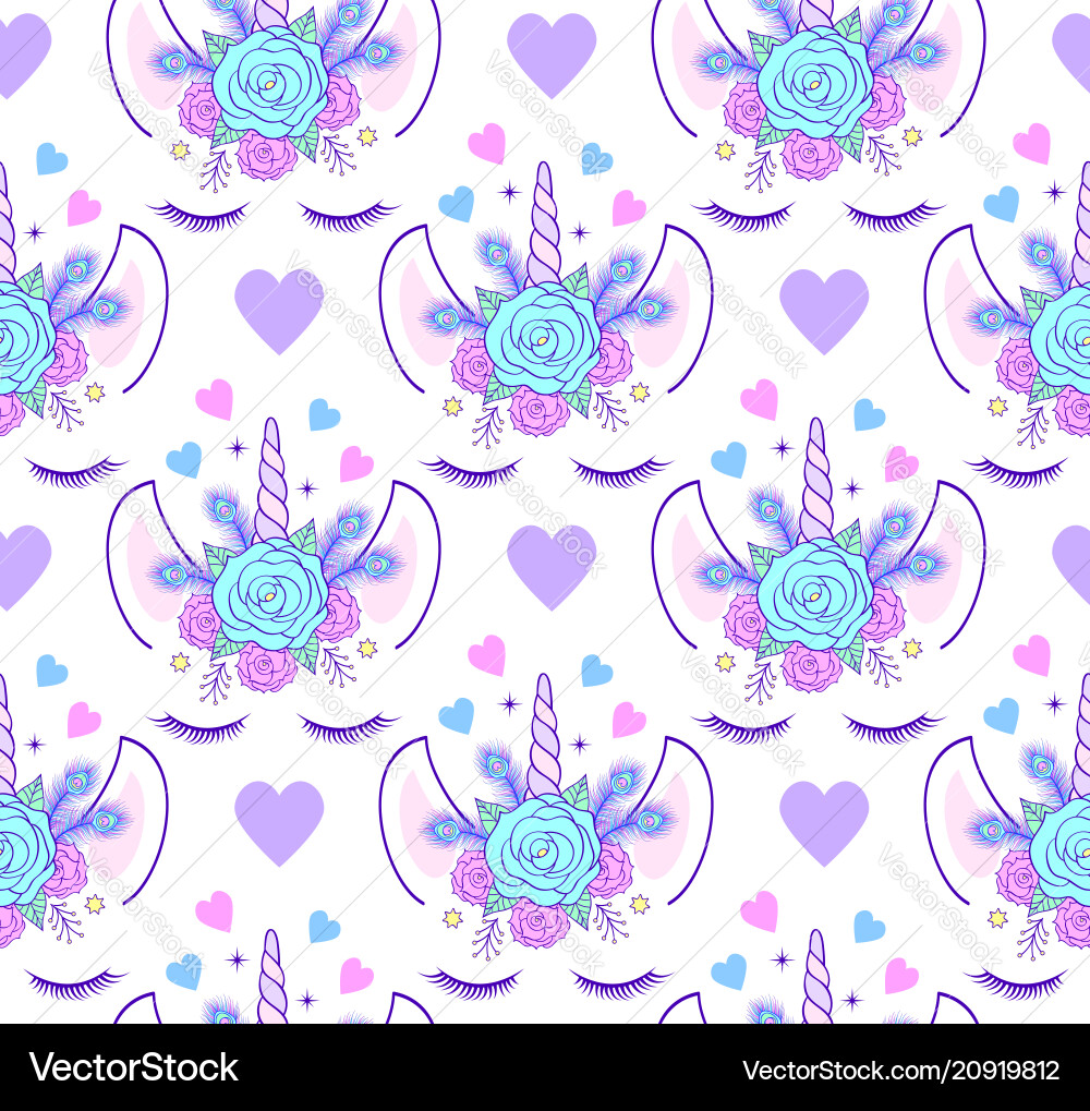 Pattern with head of unicorn Pattern with head of unicorn vector image