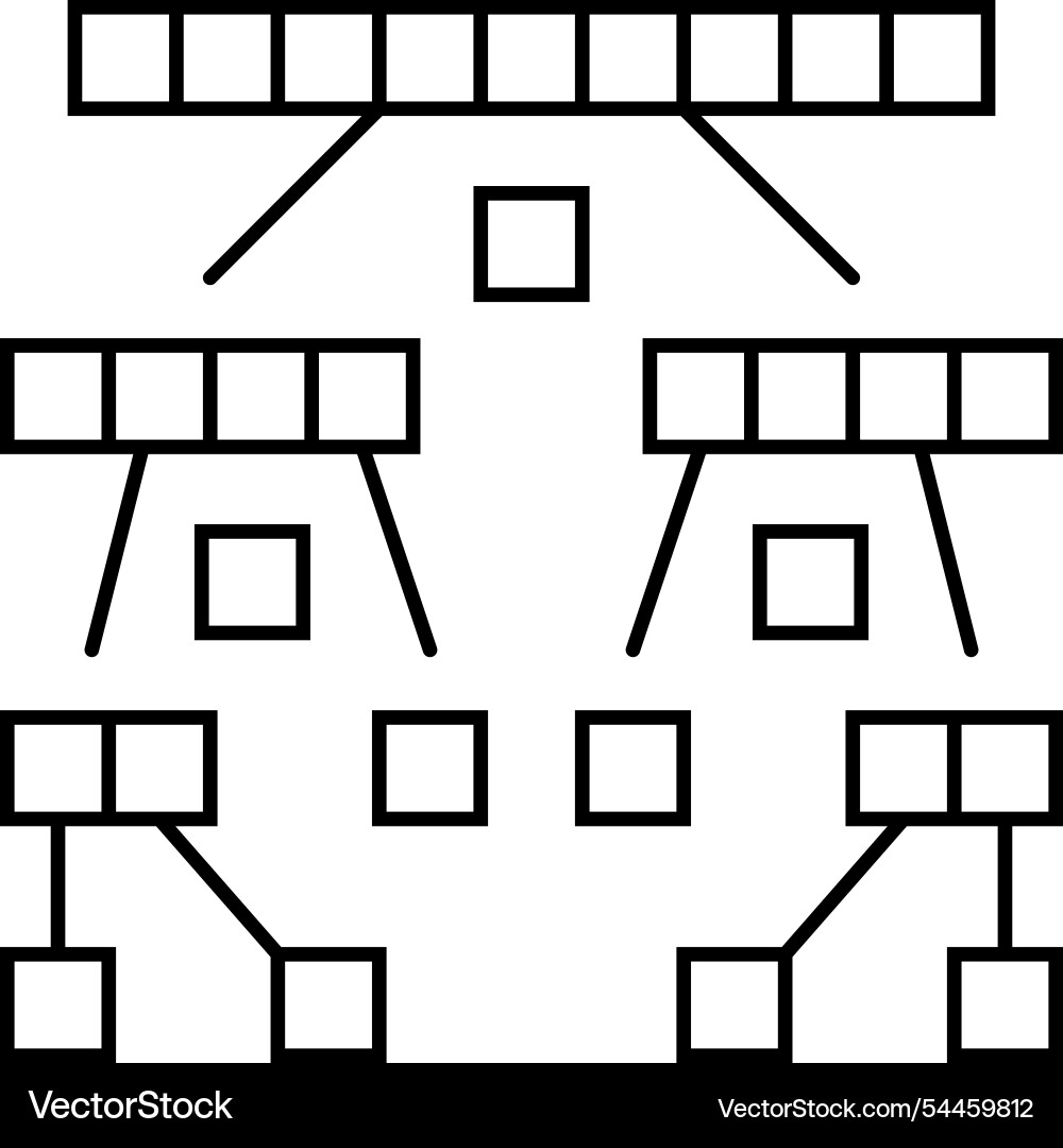 Quicksort algorithm line icon Quicksort algorithm line icon vector image