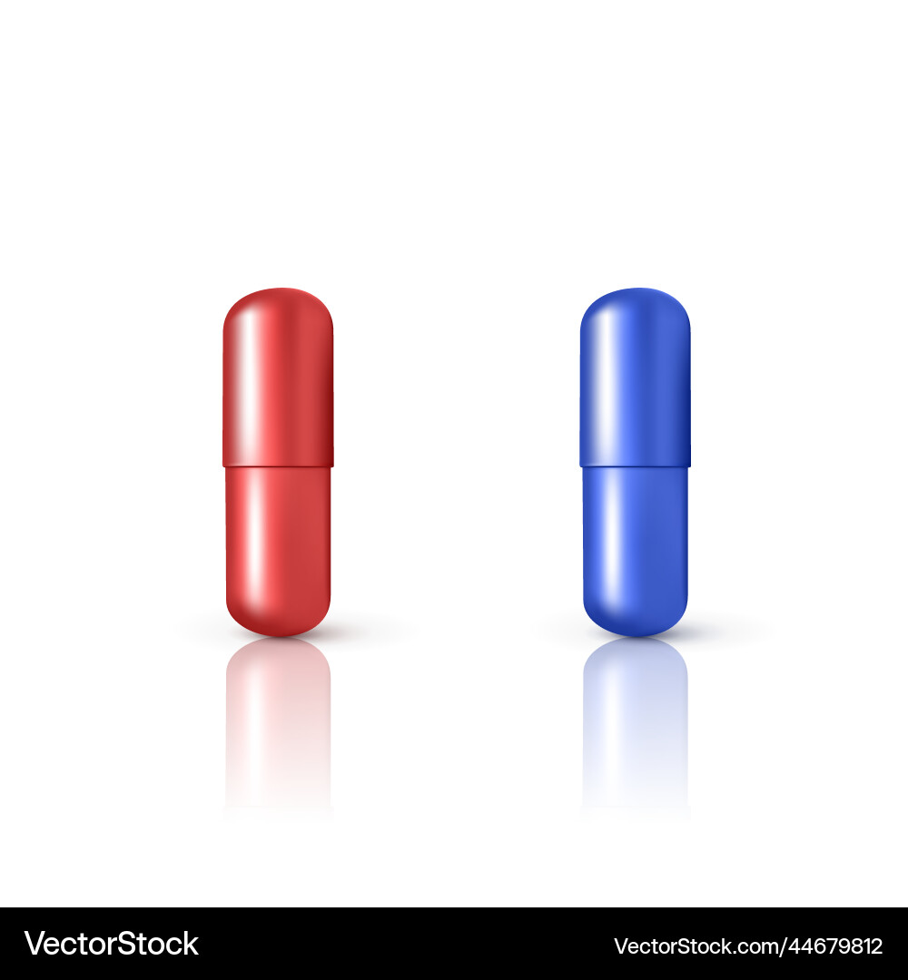 Red and Blue Pill Capsules - Matrix Style vector image