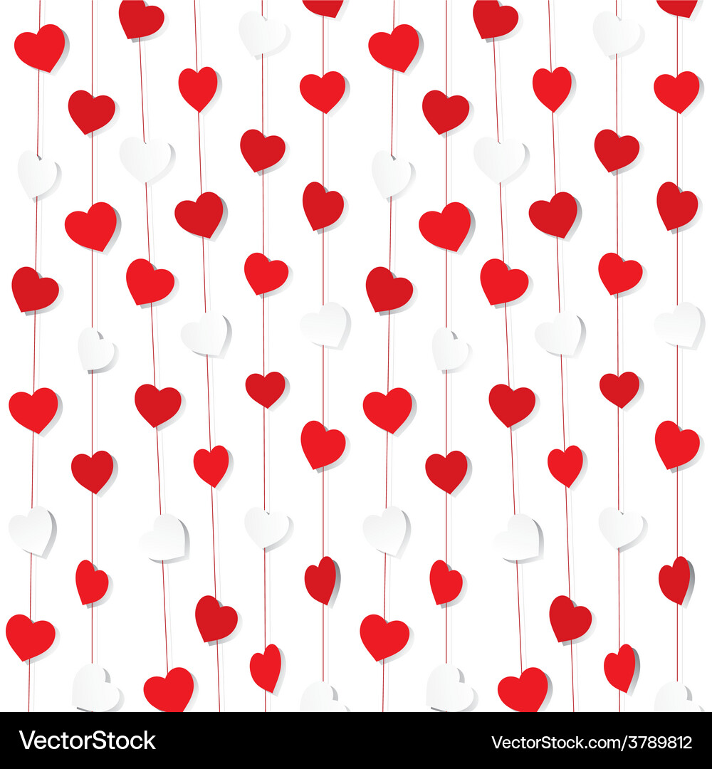 Red and white heart shape pattern background Vector Image