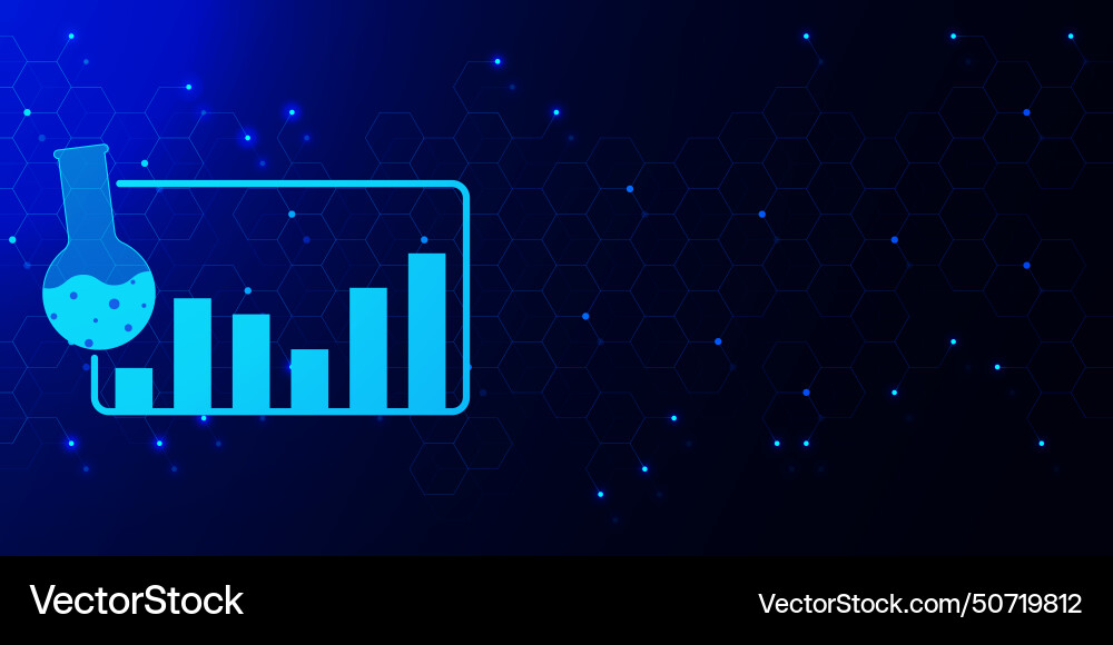 Scientific data with graph and flask glass Vector Image