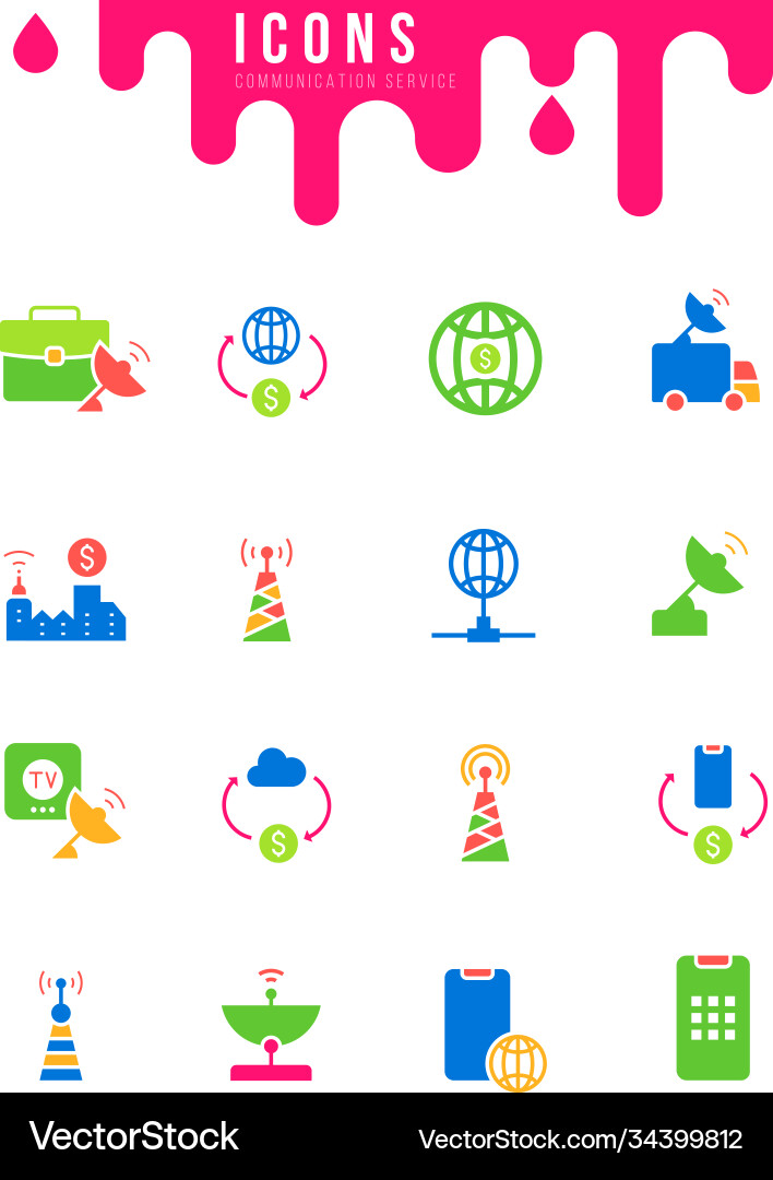 Set simple icons communication service Set simple icons communication service vector image