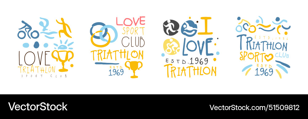 Triathlon club logo and sport label design Triathlon club logo and sport label design Vector Image