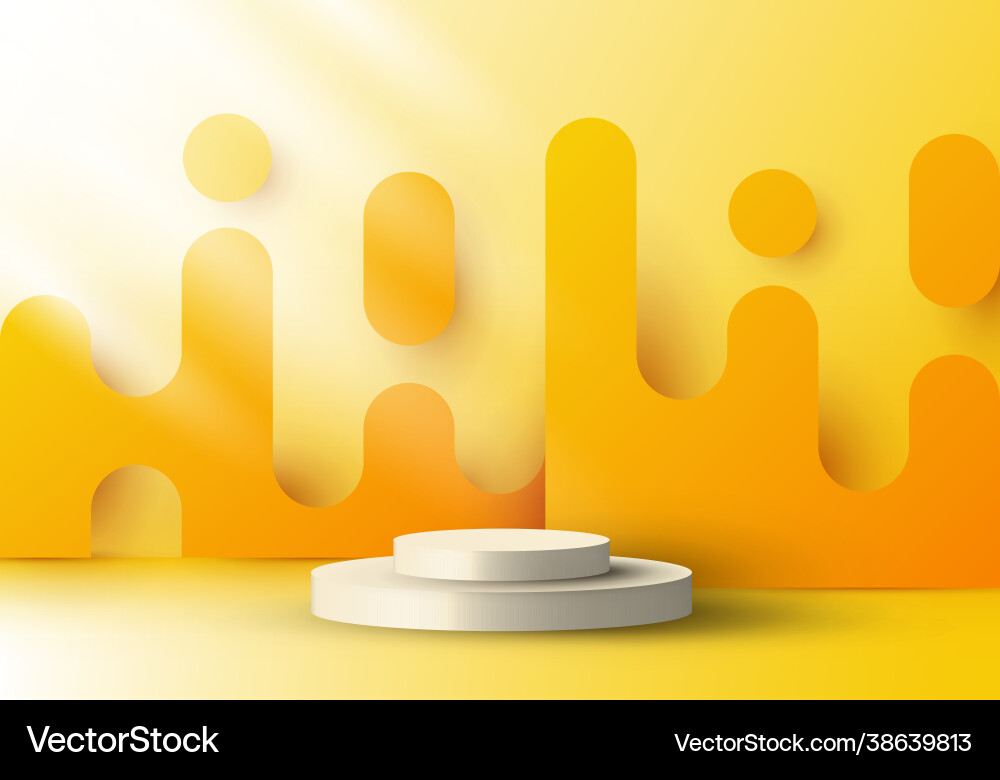 3d realistic display platform with yellow rounded 3d realistic display platform with yellow rounded vector image