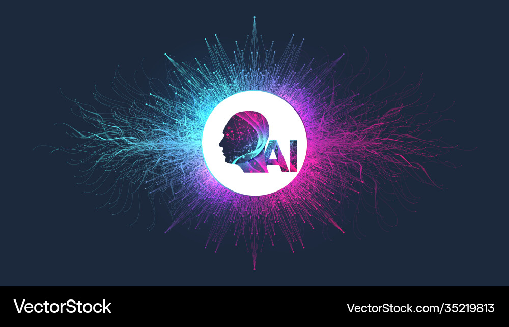 Artificial intelligence with digital brain neural Artificial intelligence with digital brain neural vector image
