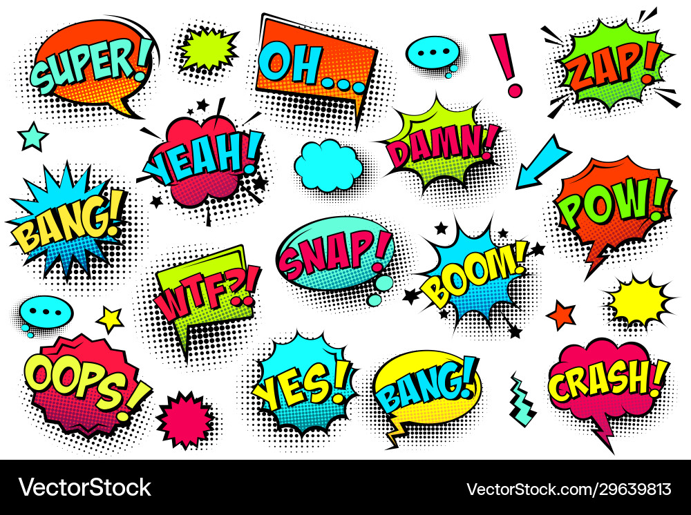 Comic colored speech bubbles with halftone shadow Comic colored speech bubbles with halftone shadow vector image