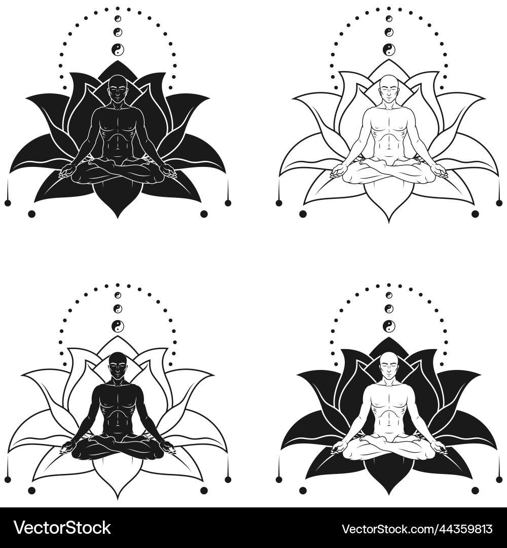 Design of man meditating with lotus background Vector Image