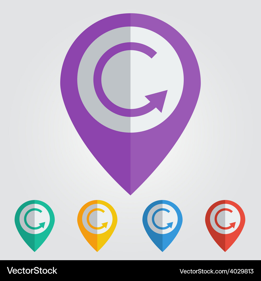 Flat pin with reload icon Vector Image