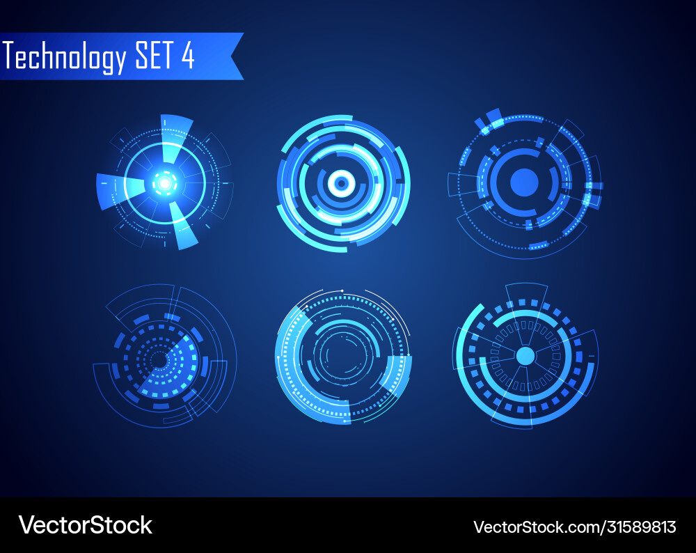 Futuristic Circle Tech UI Vector Image