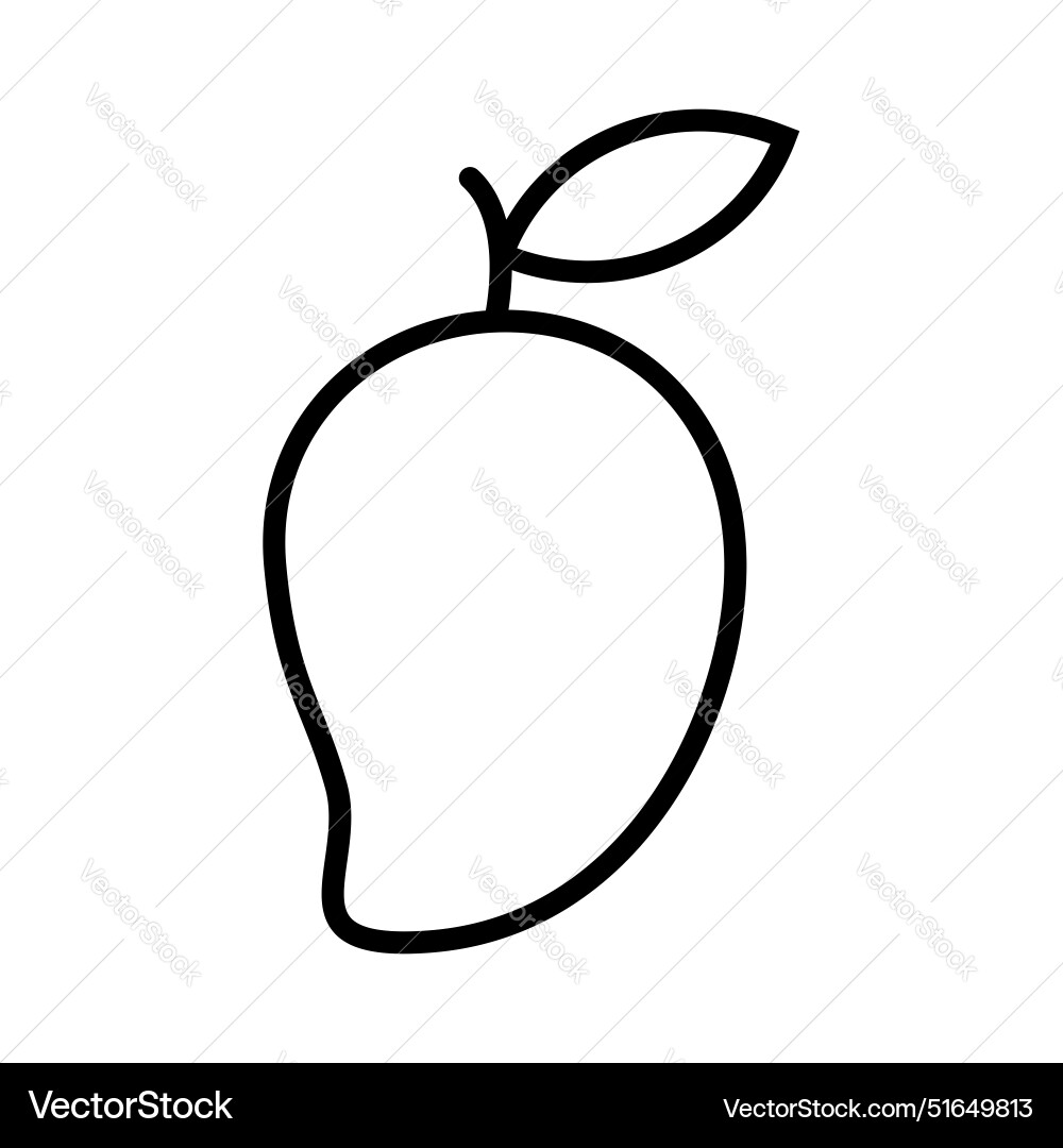 Mango fruit leaf black line icon Royalty Free Vector Image
