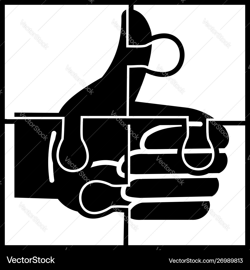 Puzzle thumb up icon simple style Vector Image