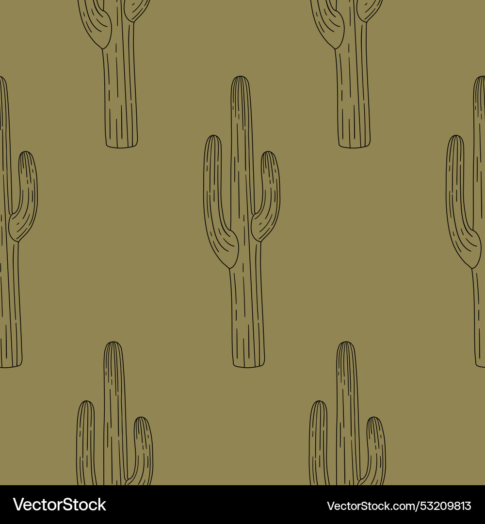 Seamless pattern with outline cactus Seamless pattern with outline cactus vector image