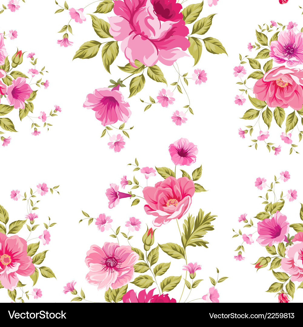 Seamless Peony Floral Pattern Vector Image