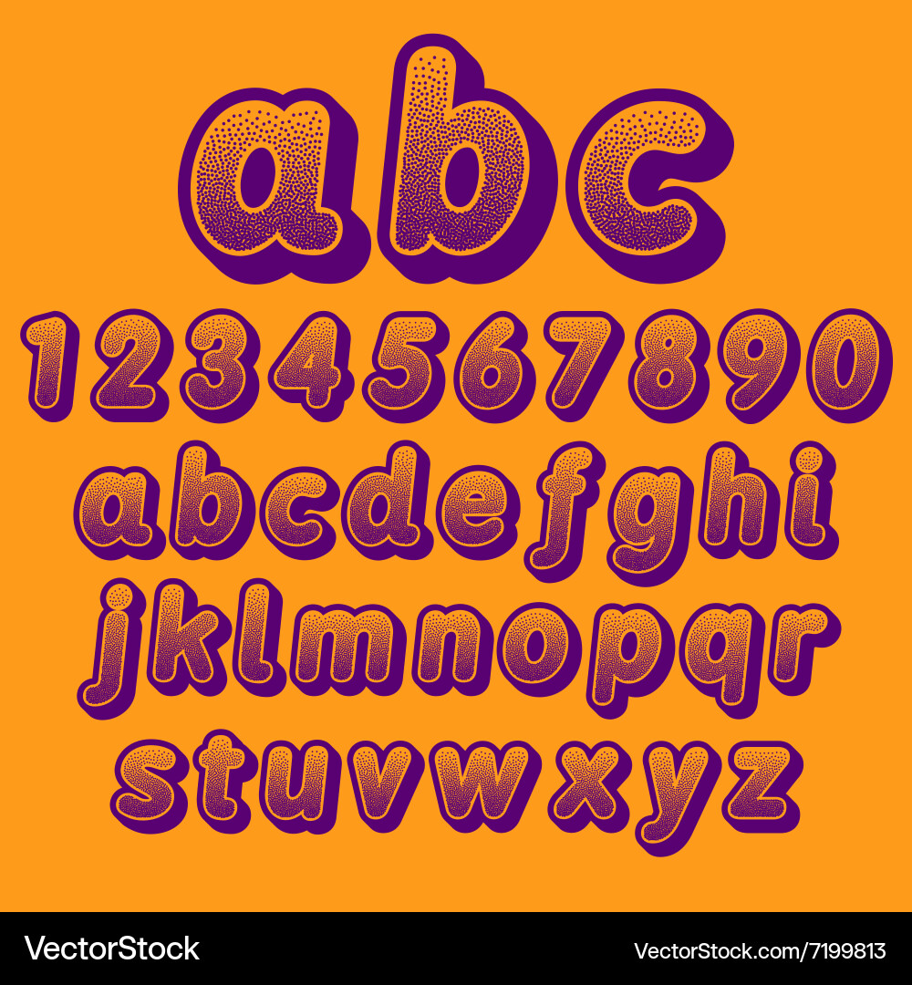 Stock font pointillism letters and numbers vector image