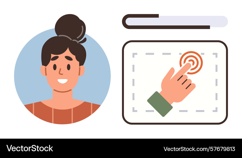 User profile with interactive touchscreen click User profile with interactive touchscreen click vector image